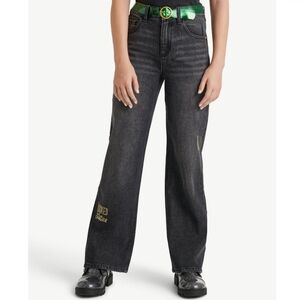 Justice WICKED Boyfriend Jeans Girls Size 12 Black Cotton CJ-0065